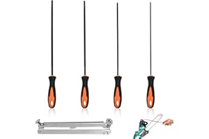 GZXUEHU 4 Pezzi Lima per Motosega, Affila Catena Motosega, con Supporto per Lima, Realizzata in Acciaio ad Alta Resistenza, Resistente e di Lunga Durata, ci Sono 4 Dimensioni di 3.2 mm, 4.0 mm, 4.8 mm, 5.5 mm