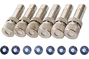 AOTAKE 10PCS Quick Connector Brass Misting Nozzle for Outdoor Cooling Mister System, Fog Nozzles Garden Spray Atomizing Nozzle for Landscaping, air humidification, 6MM Connection (Size : 0.8mm)