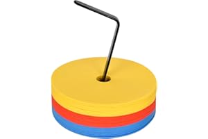 DOKENO Lot de 24 Disques de Marquage Plat, 15cm Disque D'entraînement de Footbal- Antidérapants et Souples, Cônes de Marquage en PE Flexible, Dotés d'un Support pour Portabilité et Rangement