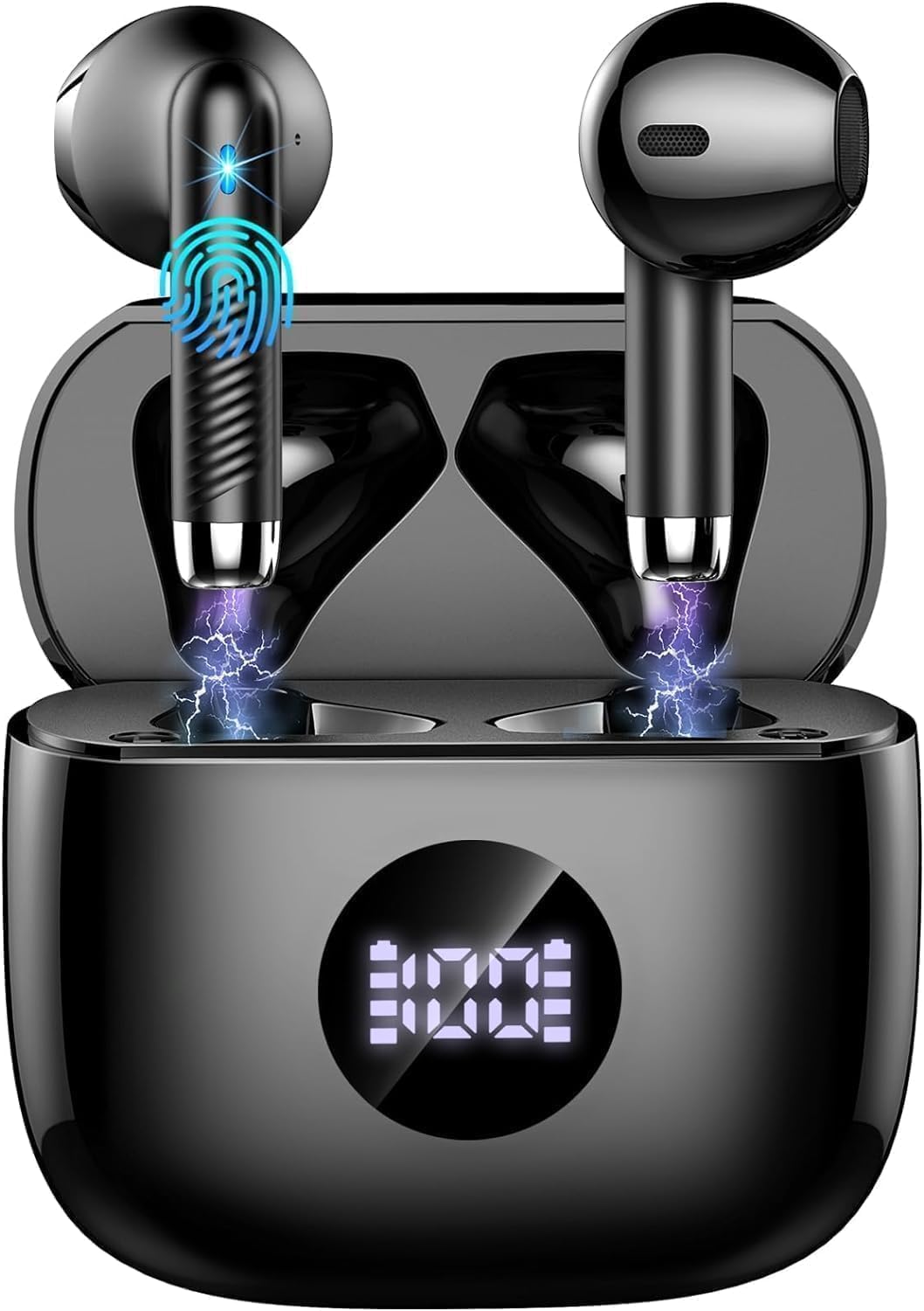 2026 Cuffie Bluetooth Auricolari Bluetooth 5.4, HiFi Stereo Cuffie Wireless | 60 Ore di Autonomia, Controllo App, 4 Microfoni ENC per Chiamate Nitide, LED Display, Compatibili con iOS e Android, IPX7