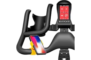 DAMOAA Soporte movil Bicicleta estatica Universal valido para Todos los tamaños de Smartphones Bicicleta Spinning Cinta de Correr Rodillo eliptica Entrenamiento Soporte telefono Bici (Yellow)