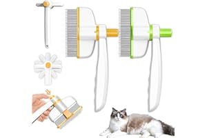Glamifyr 2 Stück Pfotenmond Bürste,Fellblitz Bürste Katze,Katzenbürste,Selbstreinigende Haustier Bürste,Unterfellbürste Katze mit Drehbarem Bürstenkopf und Knopf,Flohkamm,für Reinigung FellEntfilzt