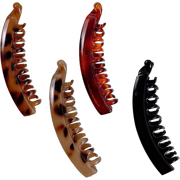JEYORZY Banana Clip 4er Set - Große Haarspangen Für Dickes Haar, Retro-Stil, 12,7cm