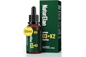 ‎NATURELAN Vitamin D3 K2 hochdosiert Tropfen - 50ml, 1000 I.E. Vitamin D3 pro Tropfen, vegetarisch, ohne Zusätze, Laborgeprüft