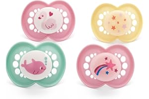 MAM Original Day & Night Soothers | 18-36 Months | 4 Pack | Includes 2X Glow in The Dark Dummies | Orthodontic Design | Baby Accessories | Blue (Various Designs)