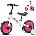 YEALEO 4 in 1 Balance Bike for 2 3 4 5 Years Kids Boy Girl, Toddler Trike with Auxiliary Wheels & Detachable Pedals, Easy Assembly
