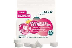 ‎HAKA HAKA Spülmaschinen Mini Tabs, 75 Stück, Geschirrspültabs für kraftvolle Reinigung, für strahlendes Geschirr und Besteck, Fettlösekraft, umweltfreundlich