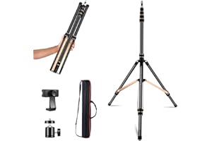 Soonpho Soporte Luz Aleación Aluminio con 180° Patas Reversibles, 1/4"-3/8" Adaptador Tornillo y Bolsa,102,36in/260cm Trípode Viaje Portátil para Fotografía Exterior Speedlite Strobe Softbox