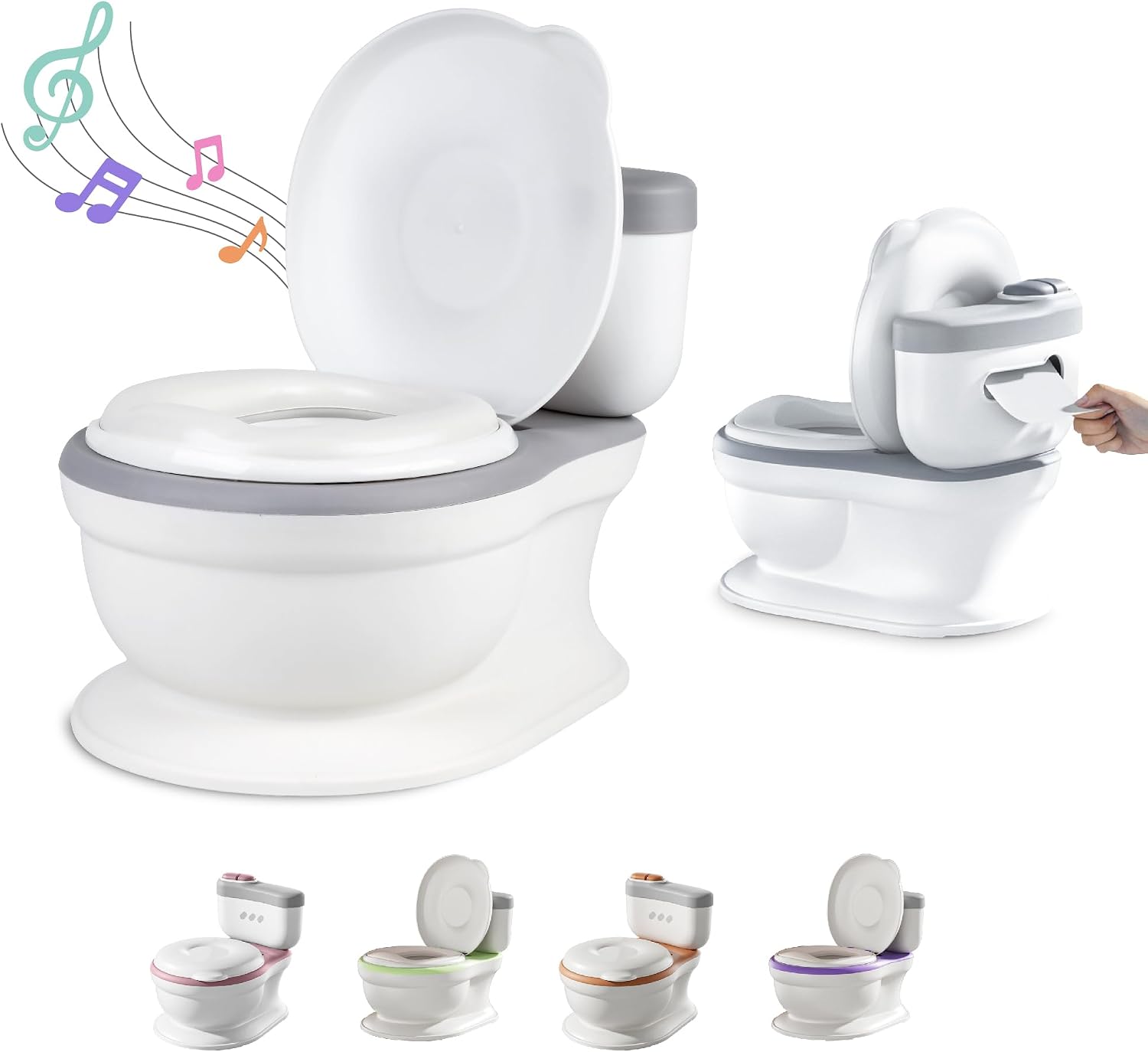 Pot Bébé Toilette Musical Pour Apprentissage De La Propreté - Toilette Bebe & Enfant - Confortable Anti Dérapant Avec Bruit De Chasse & Musique - Pot Amovible - Rehausseur Toilette Reducteur Toilette
