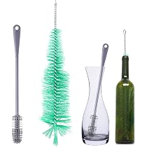 Brosse à Bouteille 32 Cm - Poils PBT + éponge - Nettoyage Sans Rayures - Pour Gourdes Et Bouteilles En Verre