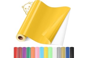 YAFLC Vinyle Adhésif Jaune, Vinyle Permanent pour Cricut 30.5 x 366 cm Rouleau, Vinyle Autocollant pour Tasses, Verre, Céramique, Cadeaux de Bricolage