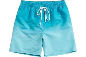 SUNDAY ROSE(サンデーローズ) Sunday Rose Mens Swimming Trunks Swim Shorts Quick Dry Gradient Color Beach Shorts Watershorts Holiday Casual Sports Wear with Pockets and Adjustable Drawstring