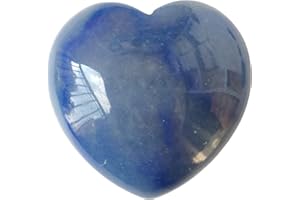 Manekieko Natural Blue Aventurine Palm Worry Carved Heart Love Stone,40mm Crystals and Healing Stones