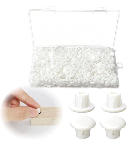 200 stuks afdekkappen voor boorgaten 5, 6, 8, 10 mm, gatstop, schroeven, witte kunststof afdekkappen
