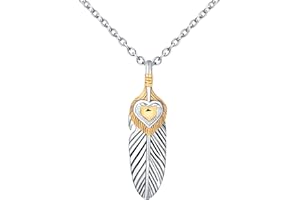 INFINIONLY Fashion Collier Pendentif en Acier Inoxydable Pendentif de Plumes Elégant pour Hommes Femmes Adolescents Collier Créatif Décorations des Jeunes à la Mode
