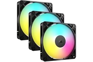 ‎CORSAIR CORSAIR RS120 ARGB 120mm PWM-Lüfter – Daisy-Chain-Verbindung – Geräuscharm – Magnetisches Dome-Lager – Dreierpack – Schwarz