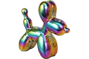 COZYPLC Balloon Dog Statue, Ceramic Sculpture Home Decor Ornaments for Living Room Modern Desk Office Home Decoration Animal Figures Indoor Home Table Craft for Living Room Office Desktop Bookshelf (Colored)