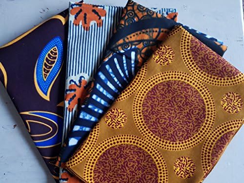 4 Fat Quarter Bundle African fabric Wax print Ankara ideal for quilting - craft supplies