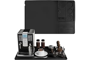ROTKUSZ 2-in-1 Unterlage Kaffeemaschine, Silikonmatte Kaffeemaschine mit Erhöhtem Rand und Trennbarer Tamping Matte, Anti-Rutsch Silikon-Kaffeematte, Kaffee-Bar-Zubehör für Ninja Luxe Cafe