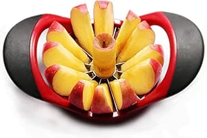 FGNUAY Coupe-Pommes - Coupe-Fruits en Inox, Trancheuse Manuelle,12 Tranches de Coupe-Pommes et Vide-Pommes Minces, Coupez Rapidement et Facilement Les Pommes en Quartiers Nets, Noirs et Rouges.