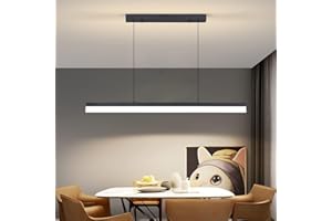 ‎MIKERU Mikeru LED Pendelleuchte esszimmer, 36W 100cm Pendelleuchte esstisch schwarz, Lineare Hängelampe küche Dimmbar mit Fernbedienung, 10%-100% Einstellung der Farbtemperatur, Esszimmerlampe