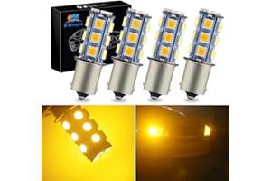 YM E-Bright 1156 P21w Ba15s 1141 7506 Ampoules LED Pour Voiture,12V Super Bright Led voiture exterieur, Ampoules LED pour Clignotants Feux de Position latéraux 18SMD 5050Chips DC-12V, Jaune 4pcs
