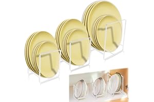Ortviai 3 PCS Organizador Platos Armario Cocina, Metal Soporte Platos, Plateros de Cocina, Soporte para Platos Upright, Plateros de Cocina Mueble, Organizadores de Cocina (white)