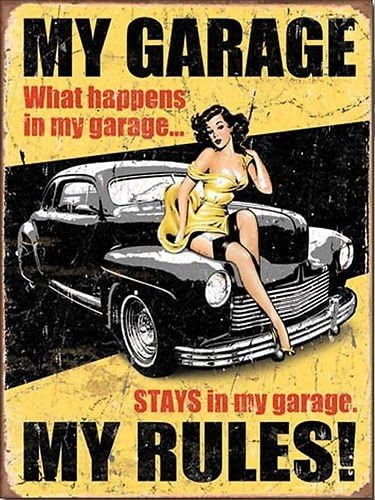Top Banana Gifts My Garage, My Rules- Vintage Poster - 8 x 6 Steel Sign