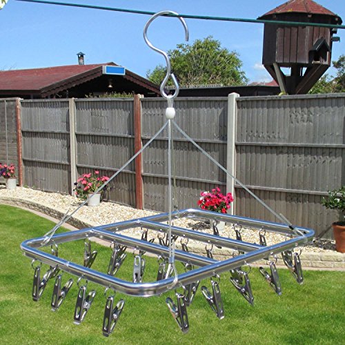 Stylische Aluminium Wäschespinne für Socken und Unterwäsche mit 26 Klammern – Hangerworld - 5