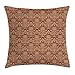 Produktbild JIMSTRES Victorian Throw Pillow Cushion Cover, Ornamental Floral Pattern Geometrical Arrangement Swirls Oriental Elements, Decorative Square Accent Pillow Case,Ruby Cocoa Orange 18x18 inches