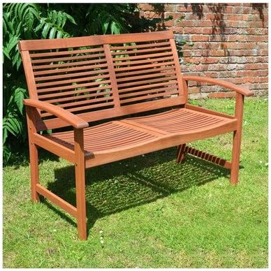 Tornio 2 Seater Wooden Bench - With a contoured seat section this hardwood bench looks very attractive.