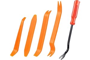 AQSQWQ 5 Herramientas de reparación de plástico para Coche, cuñas de molduras de Coche,Kit de Herramientas Coche para Desmontar el Audio de Coche y Quitar Tapicerías, Naranja