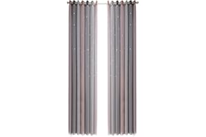 LIKEUDO 2 Stück Sterne Vorhang Verdunkelungsvorhänge Bunte Doppelschicht für Kinder Schlafzimmer Mädchen Kinderzimmer Sterne Vorhänge Doppelschicht Wohnzimmer Blickdicht Vorhänge 134 x 210 cm