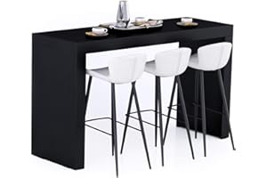Mobili Fiver, Evolution High Table 180x60, Ashwood Black, Made In Italy