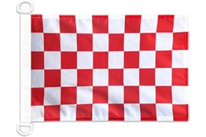 BANDERA NAUTICA A CUADROS ROJOS Y BLANCOS 45x30cm - Pabellón de conveniencia DE CARRERAS AUTOMOVILES - ROJO Y BLANCO 30 x 45 cm anillos - AZ FLAG