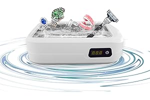 KDFALO Ultraschallreinigungsgerät ultraschallreiniger 49kHz 640ml Mit 4 Zeitfunktionen und Digitalanzeige,Ultrasonic cleaner für Uhren,Brillen,Zahnersatz,Schmuck,Zahnschiene reinigung,Ultraschallbad