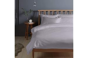 PIZUNA LINENS Pizuna Copripiumino Matrimoniale Cotone 240x200 cm Grigio Violetto, 400 fili con trama Sateen in 100% Cotone a fiocco lungo Copripiumino 240x200 con 2 federe 50x80 (Copripiumino Cotone)