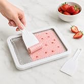 Ev Tipi Spatulalı Rulo Dondurma Tavası, Kore Tarzı Tatlı ve Yoğurt Bowl Hazırlama Aparatı, Elektriksiz Soğutma Tepsisi