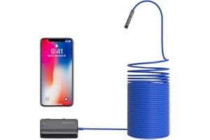 DEPSTECH 1080P Semi-Rigid WiFi Endoscope 10M, Caméra HD 2,0 Mégapixels CMOS IP67 Etanche Caméra Serpent & 2200mAh Batterie Compatible avec iOS,Android,iPad,Tablette -Bleu