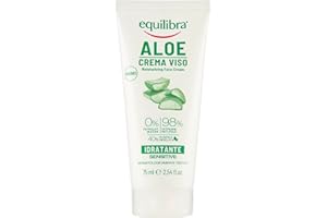 Equilibra Viso, Aloe Crema Viso, Crema Viso Idratante E Lenitiva A Base Di Aloe Vera Per Pelli Sensibili, Delicata, Protettiva, Si Assorbe Velocemente Senza Ungere, 75 Ml