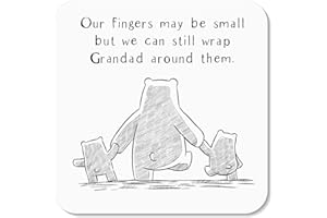 RORS & WREN Our Fingers May be Small but we can Still Wrap Grandad Around Them Coaster by Rors and Wren - Gift for Grandad Gifts Grandad Gift Gloss Finish 9x9 cm (2 Grandchildren)