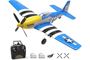 HTLNUZD Avion télécommandé 4CH P51, une clé voltige 761-5 à voler avec système de stabilisation Xpilot Wingspan Télécommande Warbird Avion radiocommandé (avec 2 piles)