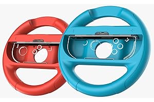 Sterj Co. Blue & Orange Nintendo Switch Joy-Con Steering Wheel Attachment – Racing Wheel Controller Grip for Switch Joy-Cons (2 Pack)