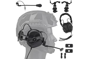 WLXW Taktisches Headset Für Airsoft (Am Kopf Und Am Helm Montiert), Wargame Hunting Outdoor Non-Military Tactical Earmuff (No Noise Reduction), Mit Helm-ARC-Schienen-Adapterarm