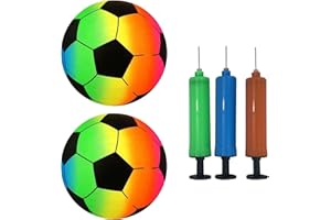 KSVFTB Kids Football, Plastic Footballs for Kids, Rainbow Ball Set with 2 Rainbow Balls and 1 Pump, 22cm/8.6in Size, Ideal for Toddler Football, Fly Away Football, and Family Outdoor Activities