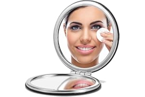 ‎OMIRO OMIRO Kompaktspiegel, Runder PU 1X/3X Vergrößerung, Ultra-Tragbar Für Geldbörsen und Reisen,Schwarz