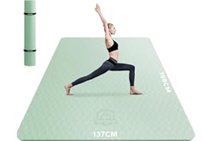 ‎HAPBEAR HAPBEAR Yogamatte XXL- Extra Groß Breit Yoga Matte, Sportmatte Fitnessmatte Rutschfest 198cm x137cm / 183cm x116cm/6mm Dicke,Ultra Haltbar, Gymnastikmatte für Pilates, Gym, Zuhause, Workout