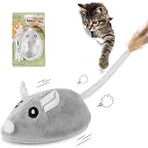 vsshe Electric Toy Mouse, Electric Toy for Cats Plush Mice, Intelligent Automatic Cat Toy Mice with Feathered Tail, USB Charg