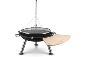 Blumfeldt Turion - Gril Suspendu, Grill pivotant Robuste en INOX, Brasero, Grande Surface de Cuisson Mobile, Diamètre de 70 cm, Acier Inoxydable, 1,5 mm d’épaisseur, Noir