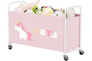 GRANNY SAYS Scatola per giocattoli con ruota, 135L organizzatore di stoccaggio per giocattoli extra large, cassetta portagiochi con ruote, contenitore in metallo per giocattoli per bambini, Rosa